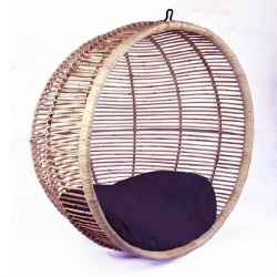 Люлка Топка Ратан Сив-Chair Hanging Rattan Grey Ball 85X108см